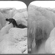 Cover image of [Elliott Barnes looking into ice formation on Bow Falls, Banff]