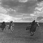 Cover image of [Indians horse racing at Morley, Alberta]