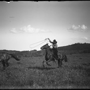 Cover image of Elliott and Robert Barnes roping horses at Jumping Pound