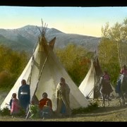 Cover image of [Unidentified women and children in front of teepees, Kootenay Plains]