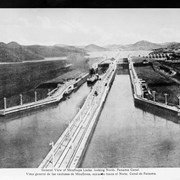 Cover image of General View of Miraflores Locks, looking North, Panama Canal.  Vista general de las exclusas de Miraflores, mirando hacia el Norte, Canal de Panama.