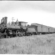 Cover image of Pacific Express waiting for Atlantic Express at Medicine Hat (No.9). 7/l/94