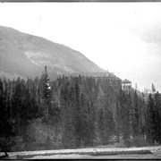Cover image of Banff Hotel from the wagon road below the falls (No.23). 7/5/94