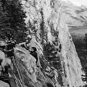 Cover image of Frank Borzage and Alma Rubens [filming "The Valley of Silent Men" on Tunnel Mountain]