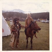 Cover image of George McLean (Tatâga Mânî) (Walking Buffalo) with woman on horseback