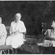 Cover image of [Catharine Robb Whyte laughing with two unidentified women, possibly in Concord Mass.]
