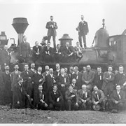 Cover image of [Group posed with steam locomotive]