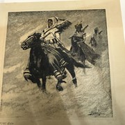 Cover image of Untitled (Three Indians on Horseback in Snowstorm)