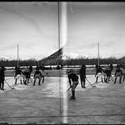 Cover image of Hockey on Bow River at Banff