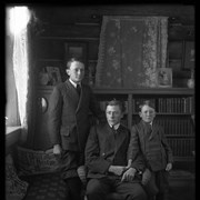 Cover image of Elliott Jr., Robert and Findlay Barnes at Jumping Pound homestead, portrait