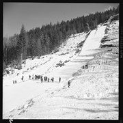 Cover image of Revelstoke.  Ski Jumping.  March 1958.