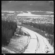 Cover image of Revelstoke.  Ski Jumping.  March 1958.