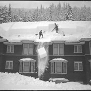 Cover image of 30. Shovelling snow off roof, Glacier House