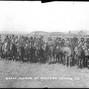 Cover image of Group of unidentifed people on horses