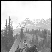 Cover image of Unknown rider by tipi, North Saskatchewan River Valley