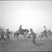 Cover image of Banff Indian Days, unidentified rider on bucking horse