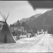 Cover image of Banff Winter Carnival, Banff Avenue with teepees and ice palace
