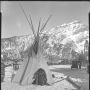 Cover image of Setting up teepee on Banff Avenue