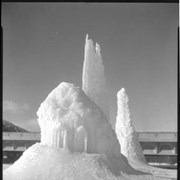 Cover image of Banff Winter Carnival, ice pinnacle on bridge