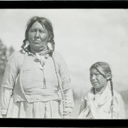 Cover image of  Gussie Abraham and daughter- either Jane or Mary, Stoney Nakoda