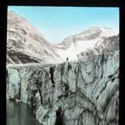 Cover image of [Man on icewall, Lake of the Hanging Glacier]