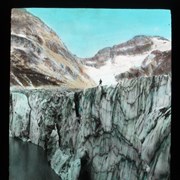 Cover image of [Man on icewall, Lake of the Hanging Glacier]