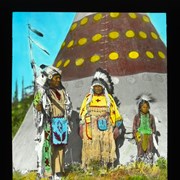 Cover image of [Unidentified family with teepee, Stoney First Nations]