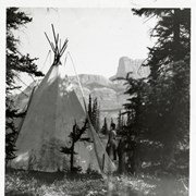 Cover image of [Teepee and woman at Maligne Lake]
