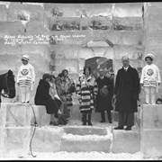 Cover image of Queen Gabrielle "of Banff" and Mayor Webster "of Calgary" at the Ice Palace, Banff Winter Carnival