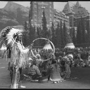 Cover image of Unknown groups in regalia at Banff Indian Days event at the Banff Springs Hotel