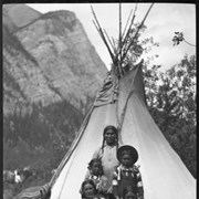 Cover image of Jonas Benjamin (top), Joseph below, woman on left is Libby Benjamin with daughter Annie, Stoney Nakoda