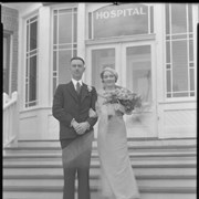 Cover image of [Unidentified portrait of couple on hospital stairs ]