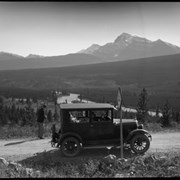 Cover image of [Untitled. - Eldon Hill west of Castle (Banff-Lake Louise Highway)
Car in foreground]