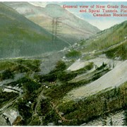 Cover image of General View of New Grade Reduction Loops and Spiral Tunnels, Field, Canadian Rockies