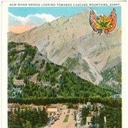 Cover image of Bow River Bridge Looking Towards Cascade Mountains, Banff, Alberta, Canada