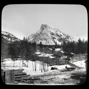 Cover image of [View of Banff in winter from rooftop, looking towards Mount Rundle]