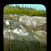 Cover image of Alex [Alexander] Mackenzie from Canada by land 22nd July 1793 [Bella Coola - Lettering on rock as seen from boat - known as Mackenzie Rock]
