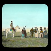 Cover image of [Unidentified men in ceremonial dress with drums, including one man on horse]
