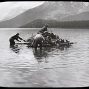 Cover image of [Rafting equipment at mouth of Maligne Lake]