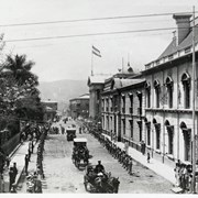 Cover image of 
[Parade with soldiers lining road]