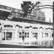 Cover image of Banff, Canada. Banff Springs Hotel pool. Hotel in background. Aeroplane dive / 27045