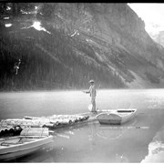 Cover image of Astley fishing for trout in Lake Louise. 7/94