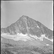 Cover image of Eagle Peak from ridge of Avalanche Glacier. 8/15/98