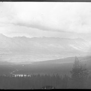 Cover image of Looking down the valley from brink of Lake Agnes, Laggan