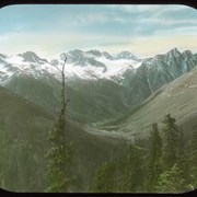 Cover image of Hermit range & Rogers Pass from Lake Marion / Vaux 1900