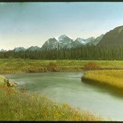 Cover image of Mt. Simpson from near outlet, Lower Bow Lake 1902
