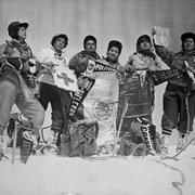 Cover image of [Six members of Mexican Women's climbing expedition on South Peak of Mount Victoria (three of the women fell to their death along with their male guide shortly after picture was taken)]