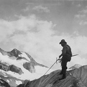 Cover image of Mrs. McCoubrey and Edward Feuz on Hamill Glacier, 1924