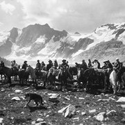 Cover image of Trail Riders at the Lake of the Hanging Glaciers in the Selkirk [Purcell] Mountains [B.C.]