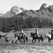 Cover image of Trail Riders on Gibbon Pass [Banff National Park] named after the author (at the suggestion of Jim Brewster who accompanied the author over it)